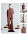 Brown Colour Linen Blend Western Ladies Wear Co Ord Set SET0217